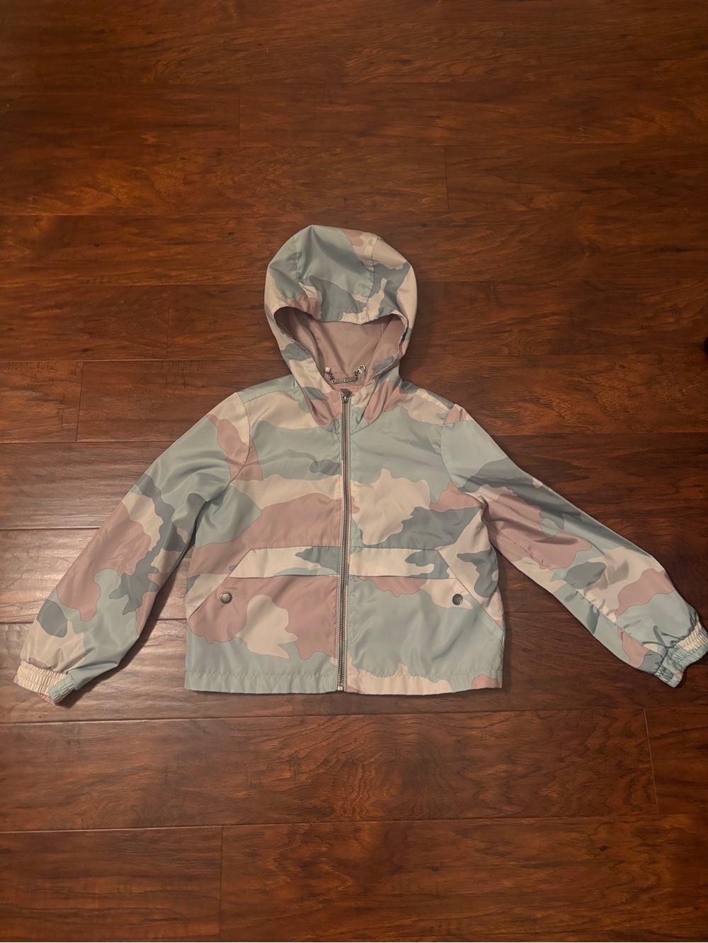 Jou Jou Girls' Pastel Camo Hooded Windbreaker Jacket Size Small